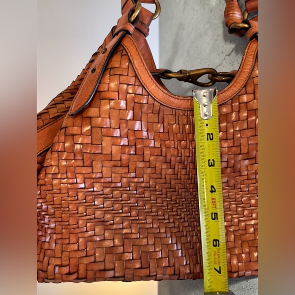 Cole Haan Woven Leather Hobo Bag Tan Cognac Handbag Boho Luxe - Picture 4 of 9